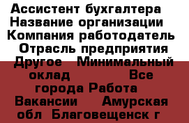 Ассистент бухгалтера › Название организации ­ Компания-работодатель › Отрасль предприятия ­ Другое › Минимальный оклад ­ 17 000 - Все города Работа » Вакансии   . Амурская обл.,Благовещенск г.